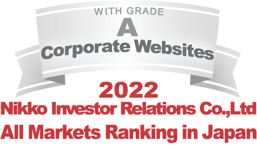 WITH GRADE A Corporate Websites 2022 Nikko Investor Relations Co.,Ltd. Ranking in all listed companies in Japan
