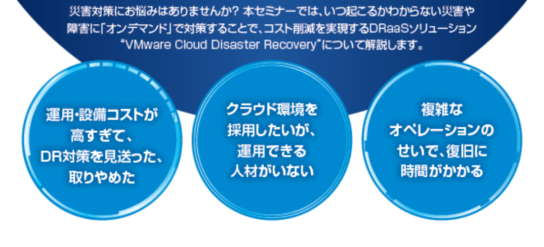 DRaaSソリューション“VMware Cloud Disaster Recovery”について解説します。